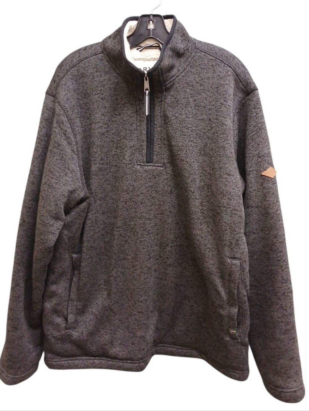 Orvis Dark Gray Soft Fleece Lined Quarter-Zip Pullover Size Large